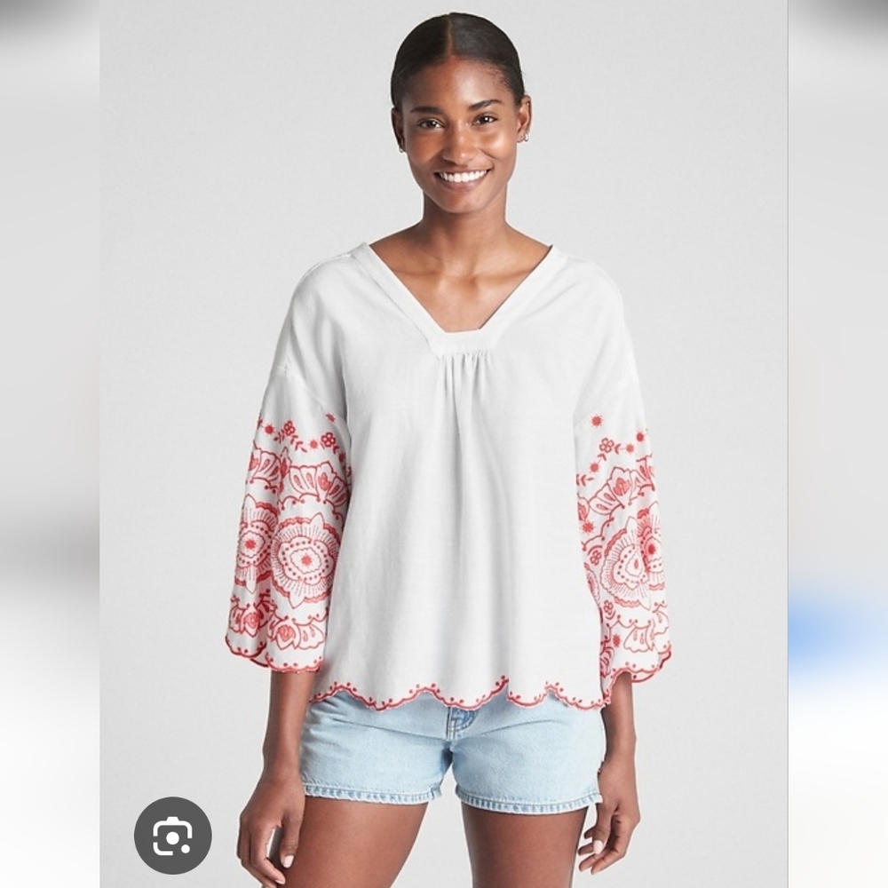 Embroidered Bell Sleeve Boho Top By GAP‎ Large EUC Whimsical Fairy Girly